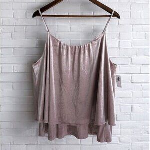 Y2K Old Navy Women’s XL Velvet Spaghetti Strap Tank Top Pink Romantic Fairy Core